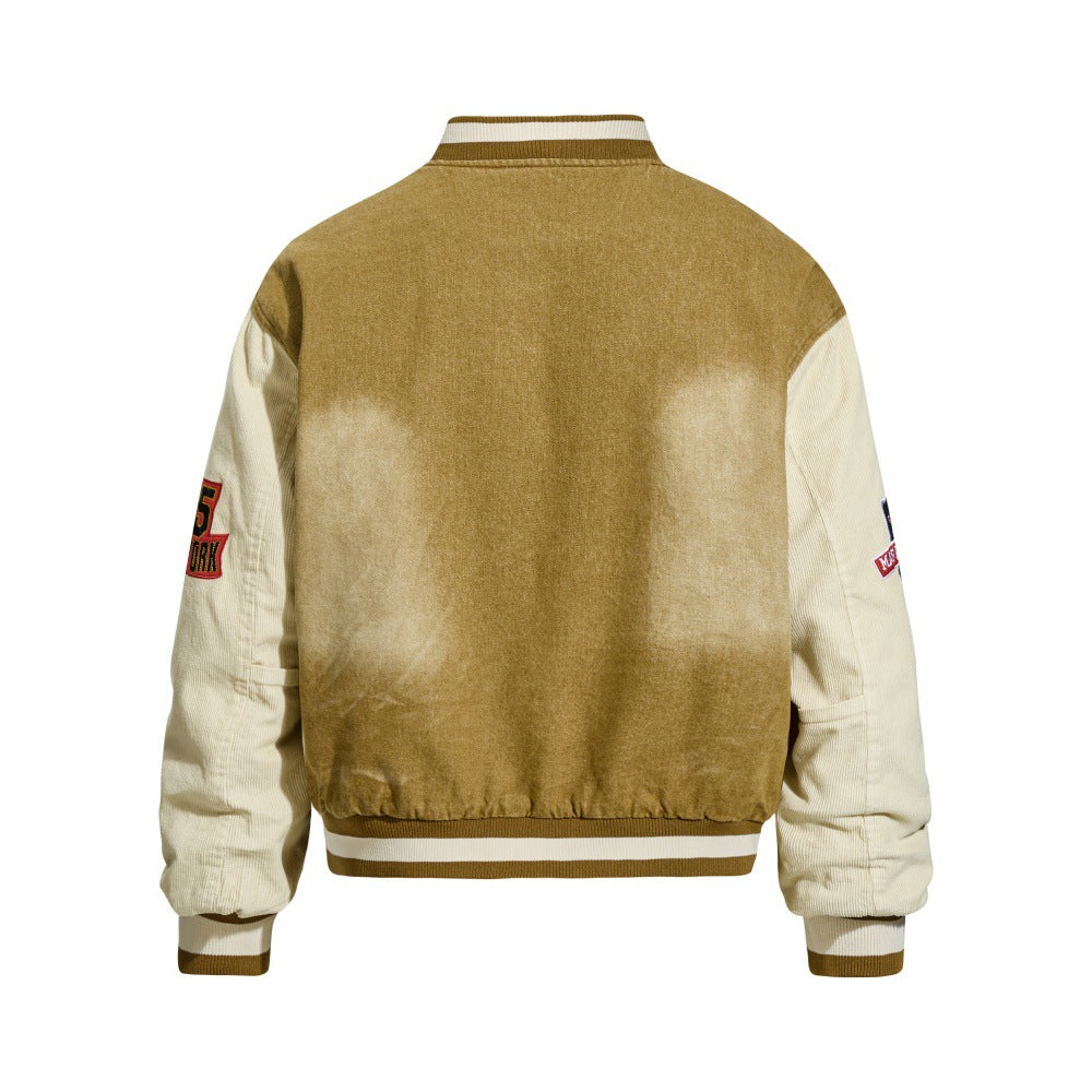 Veste Baseball en Jean Lavé — Imprimé Lettres & Style Street Homme
