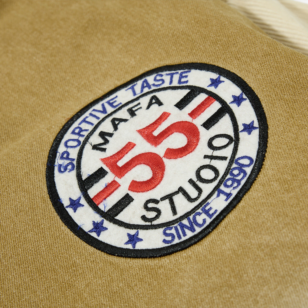Veste Baseball en Jean Lavé — Imprimé Lettres & Style Street Homme