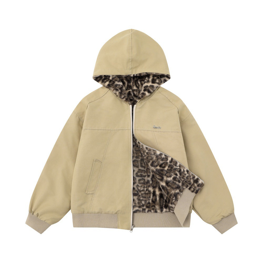 Veste à Capuche Réversible — Imprimé Léopard & Style Street Hiver