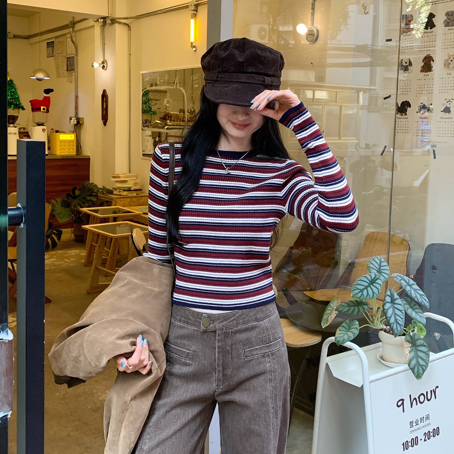 Top Tricot Rayures Femme — Col Rond Manches Longues Coupe Ajustée
