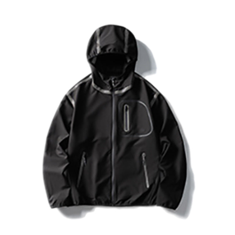 Veste à Capuche Color Block — Bandes Réfléchissantes & Style Sport Punk