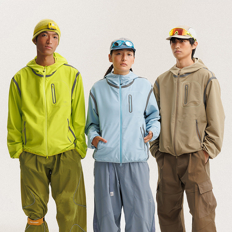 Veste à Capuche Color Block — Bandes Réfléchissantes & Style Sport Punk