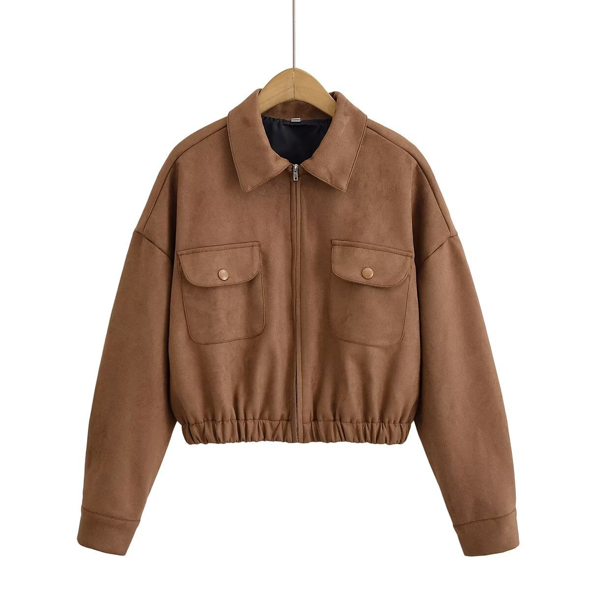 Veste en Suédine Col Reversé — Coupe Ample & Poches