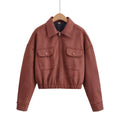 Veste en Suédine Col Reversé — Coupe Ample & Poches