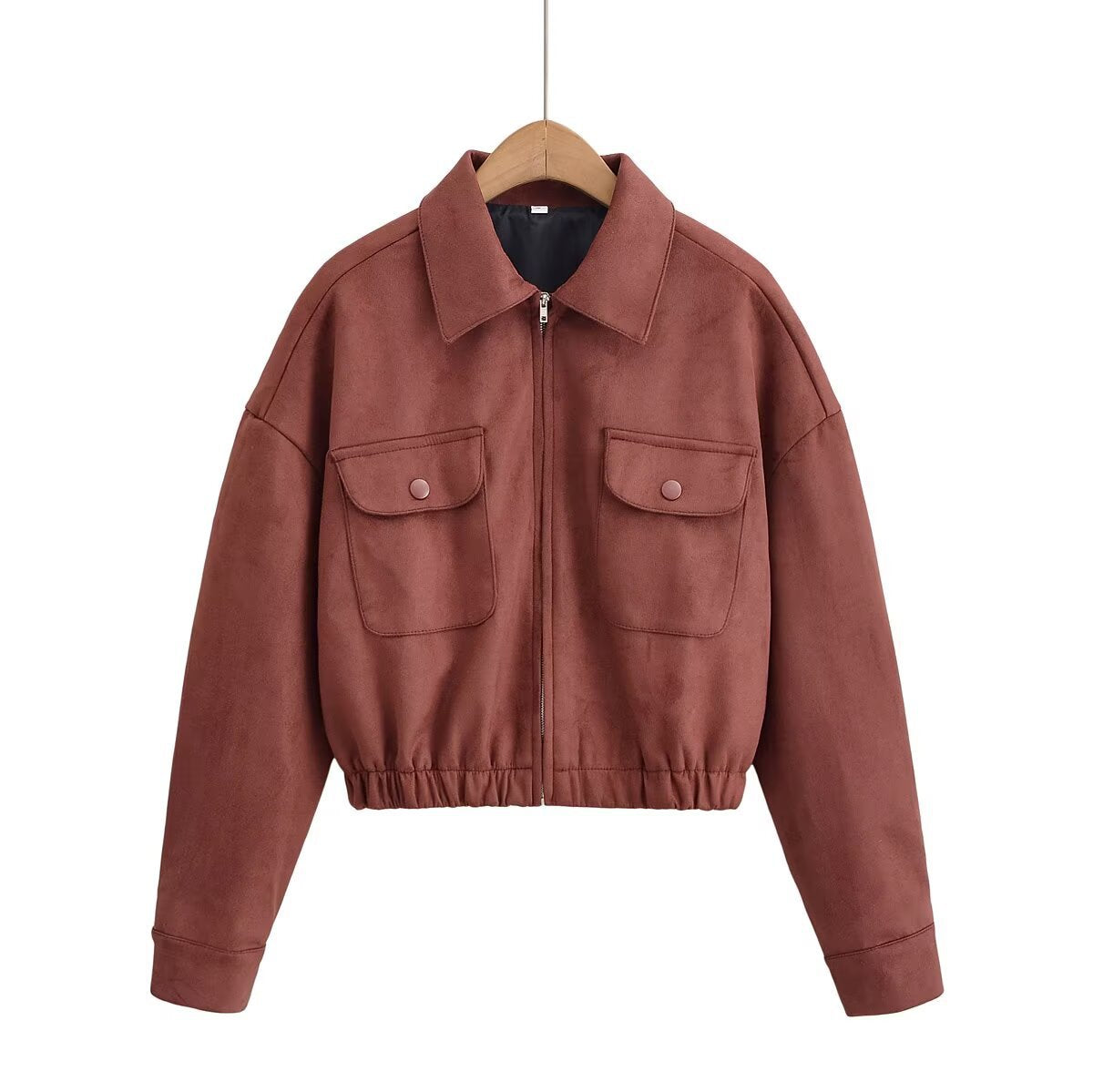 Veste en Suédine Col Reversé — Coupe Ample & Poches