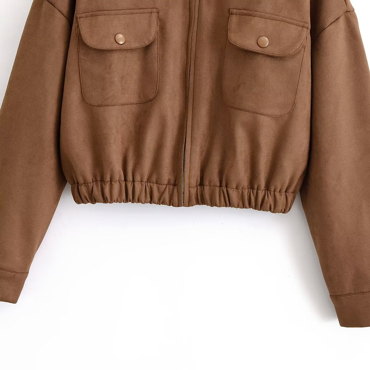 Veste en Suédine Col Reversé — Coupe Ample & Poches
