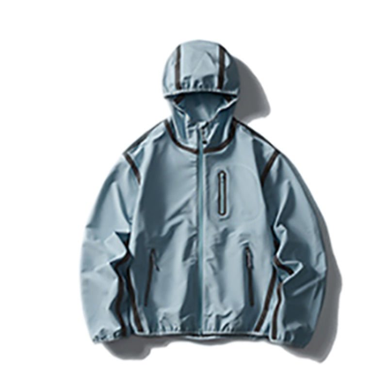 Veste à Capuche Color Block — Bandes Réfléchissantes & Style Sport Punk