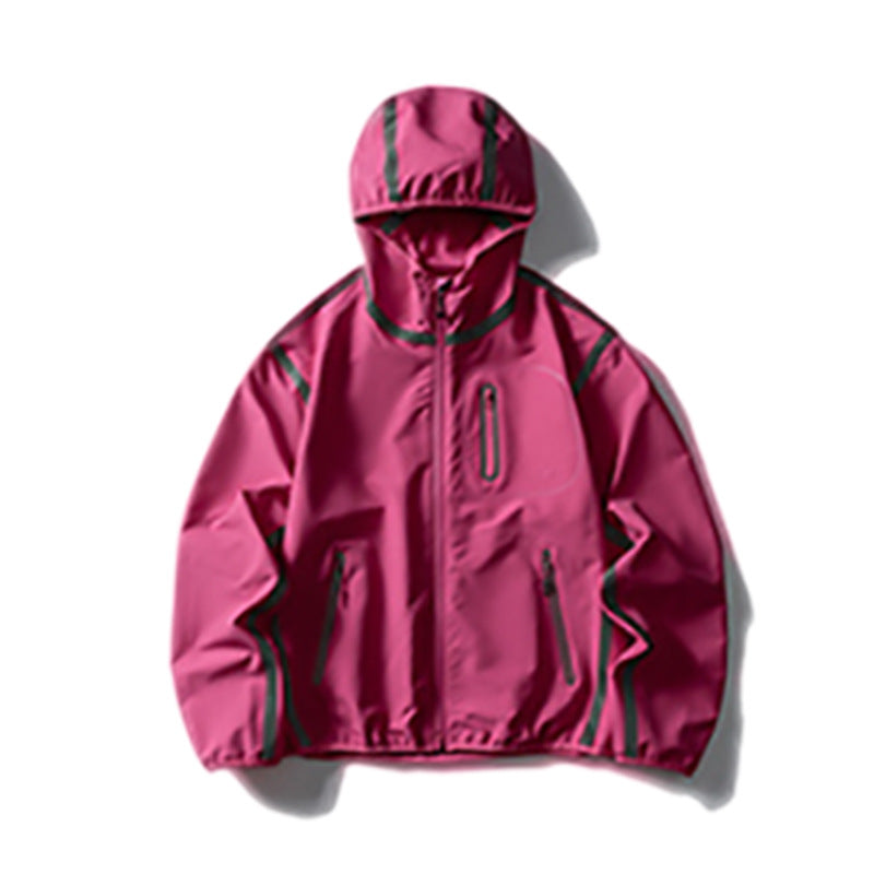 Veste à Capuche Color Block — Bandes Réfléchissantes & Style Sport Punk
