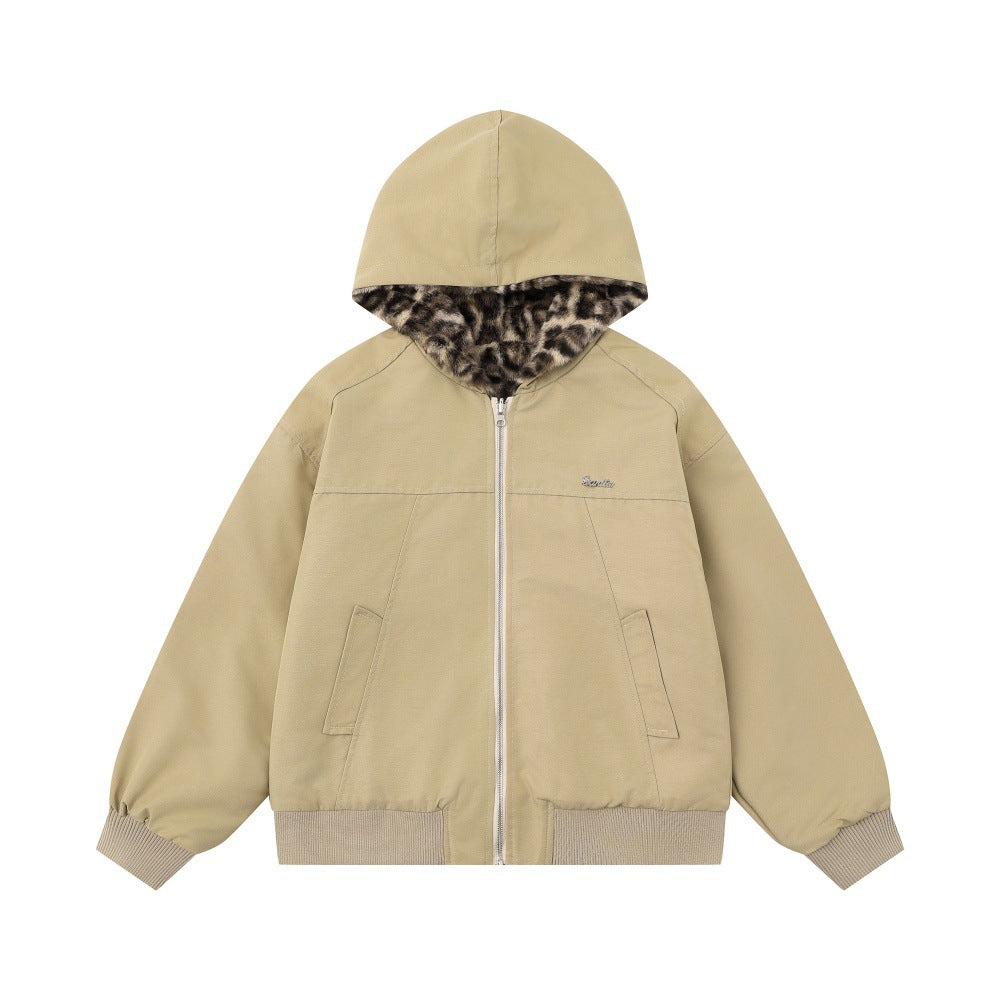 Veste à Capuche Réversible — Imprimé Léopard & Style Street Hiver