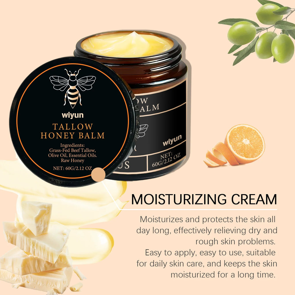 Crème au Suif de Bœuf & Miel – Hydratante, Raffermissante & Éclat | Soin Visage & Corps Naturel