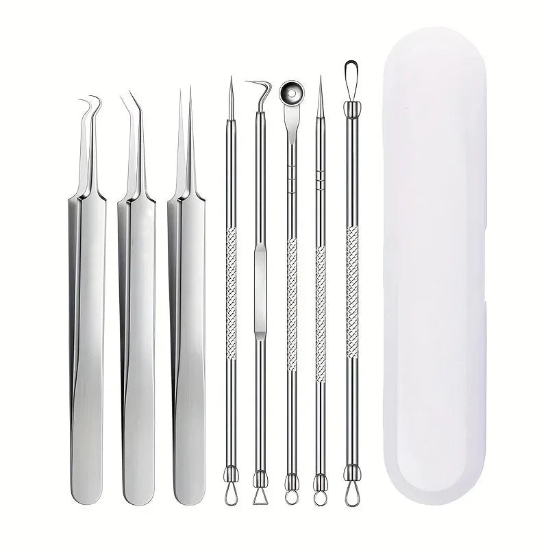 Kit d'Extraction Points Noirs & Acne - 6 Outils Professionnels en Acier Inoxydable