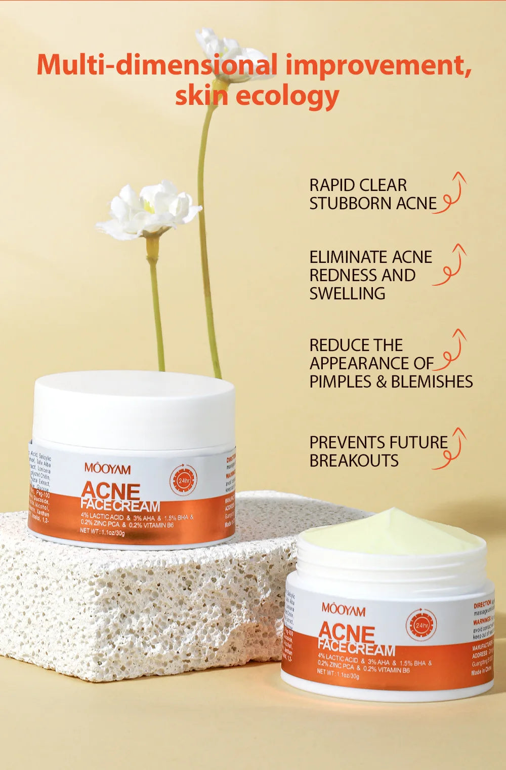 Crème Anti-Acne aux Herbes PWYUMAN - Soin Purifiant en profondeur