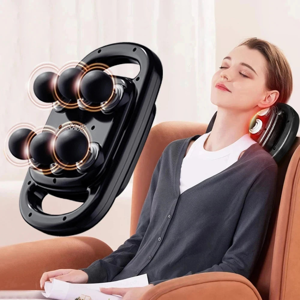 Pistolet de massage 6 têtes – Percussion profonde pour muscles, cou & colonne vertébrale
