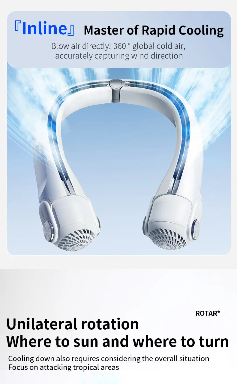 Ventilateur Tour de Cou Portable Sans Lames - Rechargeable USB