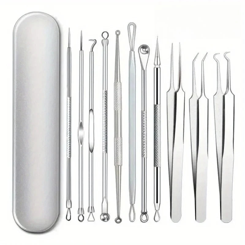 Kit d'Extraction Points Noirs & Acne - 6 Outils Professionnels en Acier Inoxydable