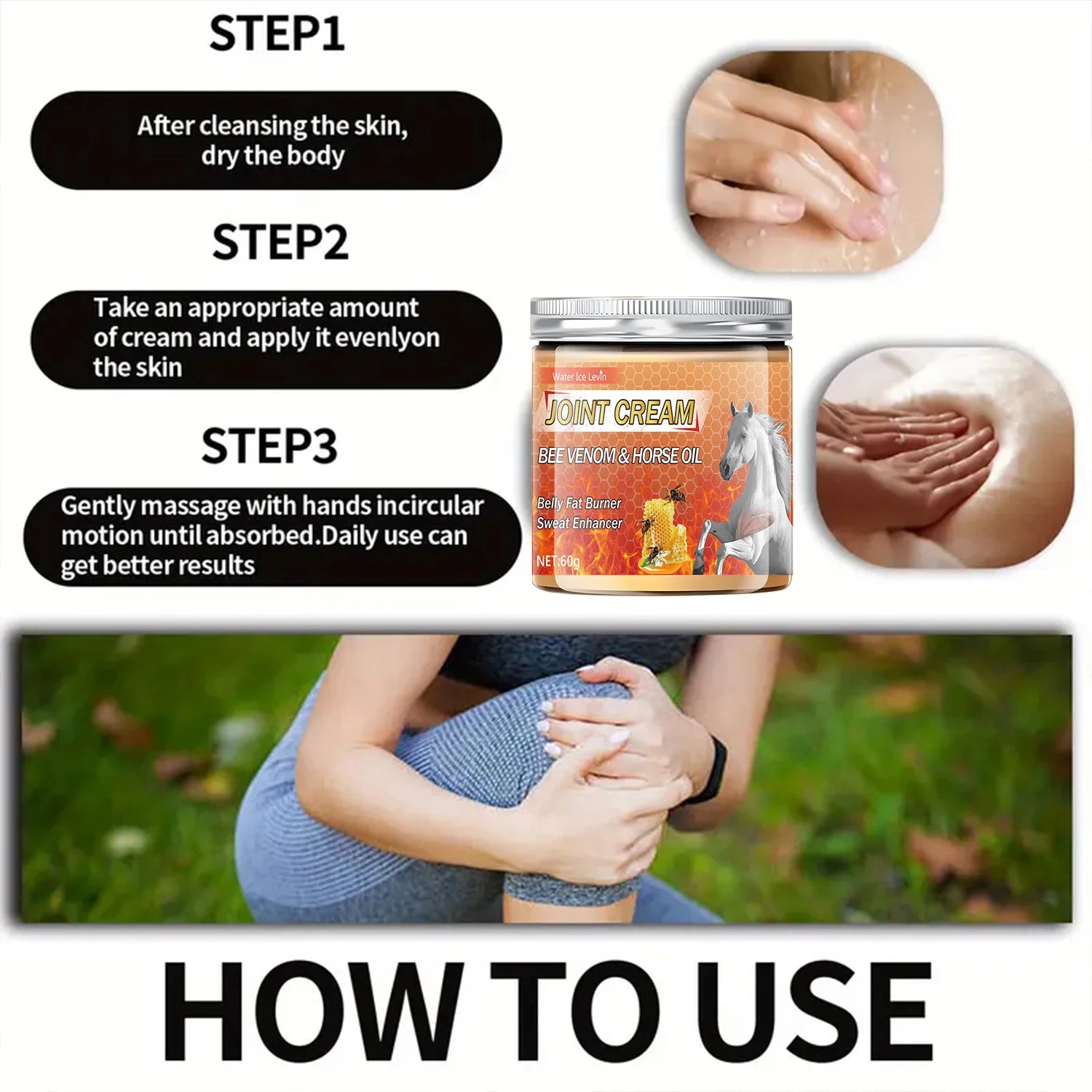 Crème de massage raffermissante muscles & corps – Collagène, Curcumine & Venin d'abeille