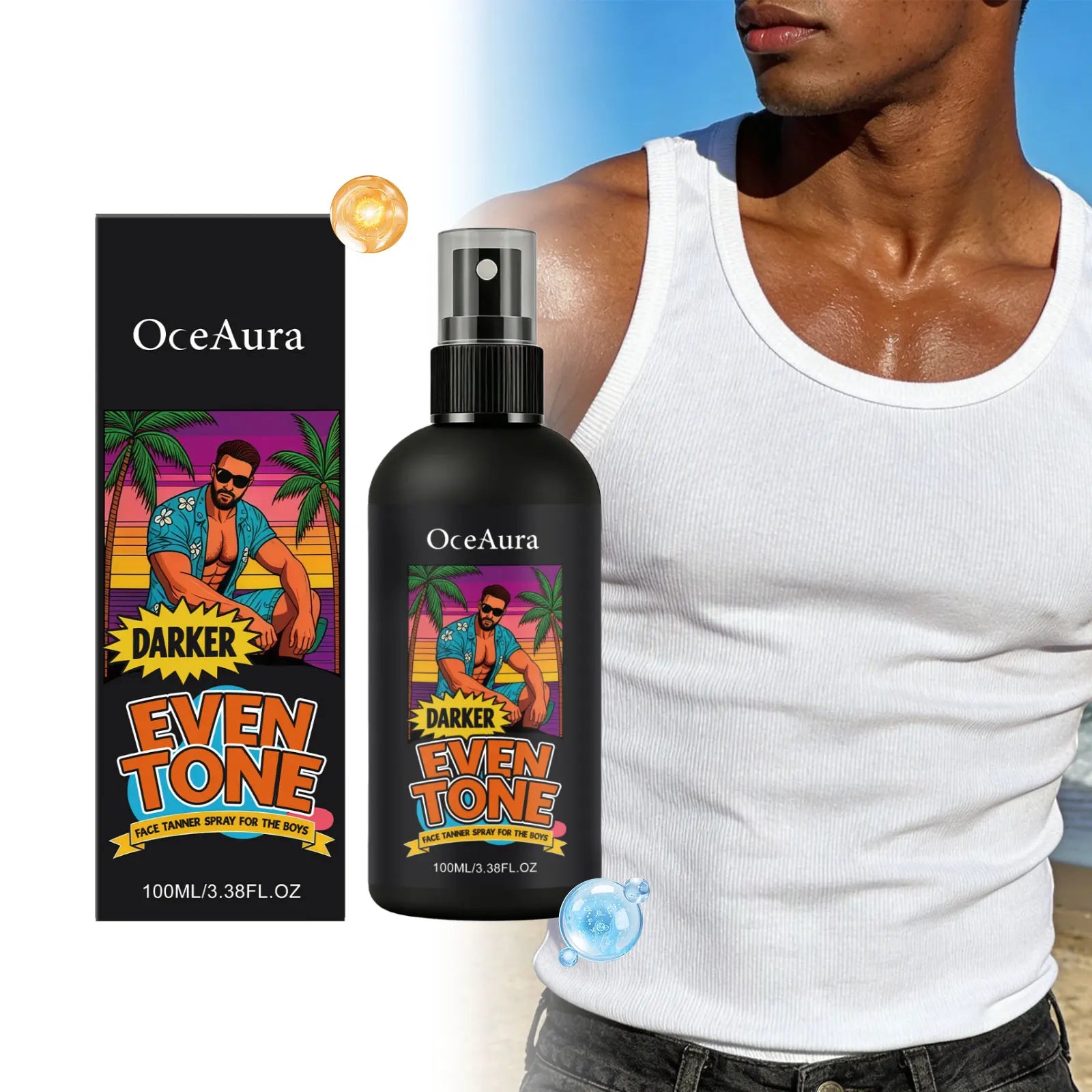 Men Tanning Spray Natural Bronzer Beautiful Black Tone Enhance Skin Melanin Moisturizing Self Tanner Essence Spray For Face Body