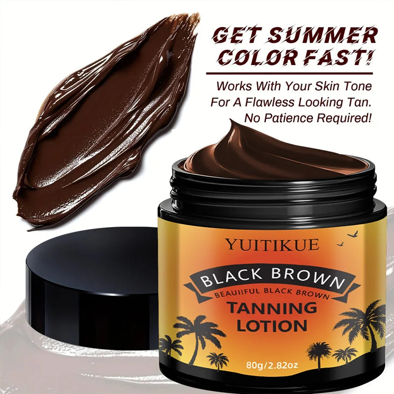 YUITIKUE Black Brown Tanning Lotion - Sunless Tanner, Fast Natural Color, Moisturizing & No Streaks, Odor Free & Long Lasting