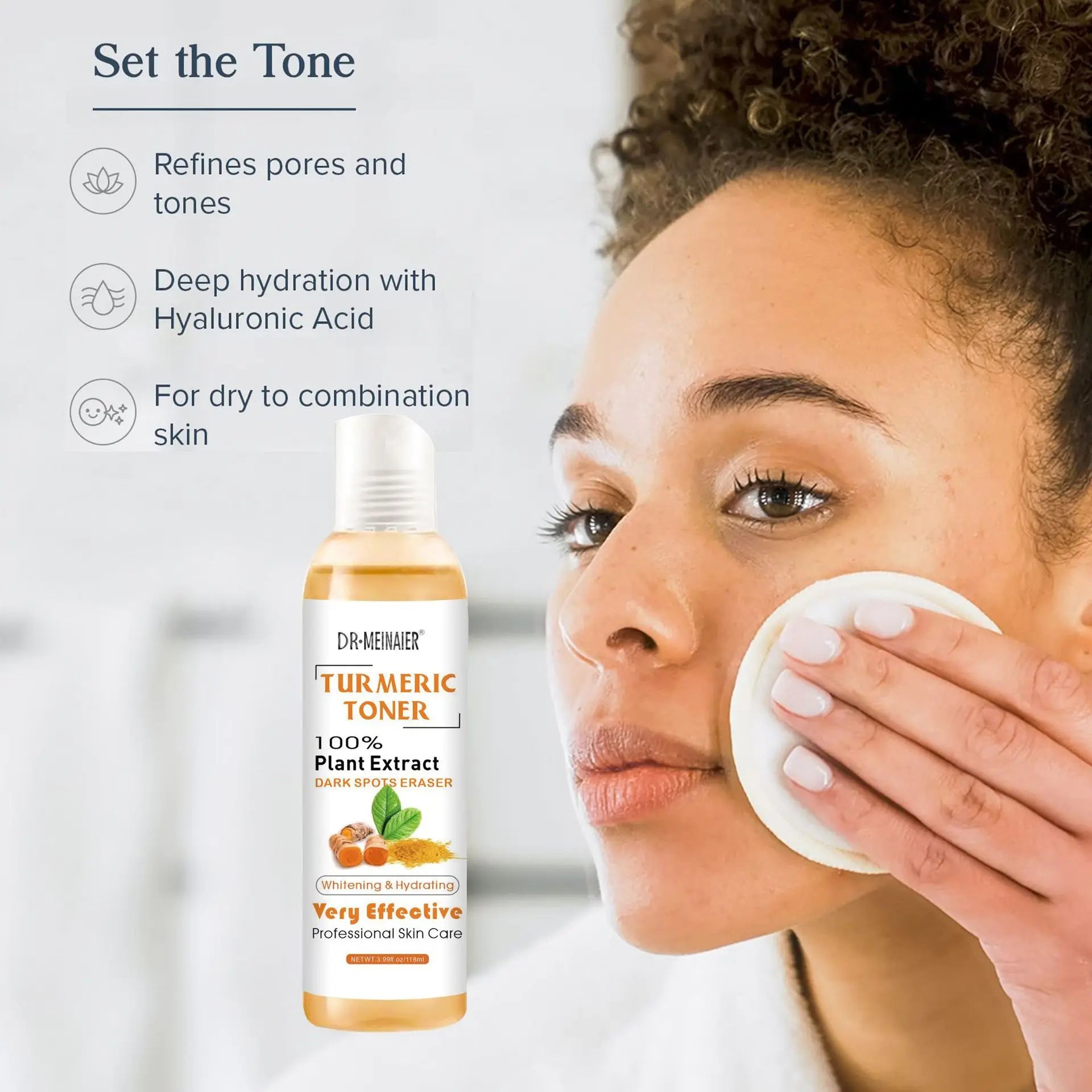 Toner au Curcuma 118ml – Correcteur de Taches, Anti-Acné & Éclat pour Peaux Foncées