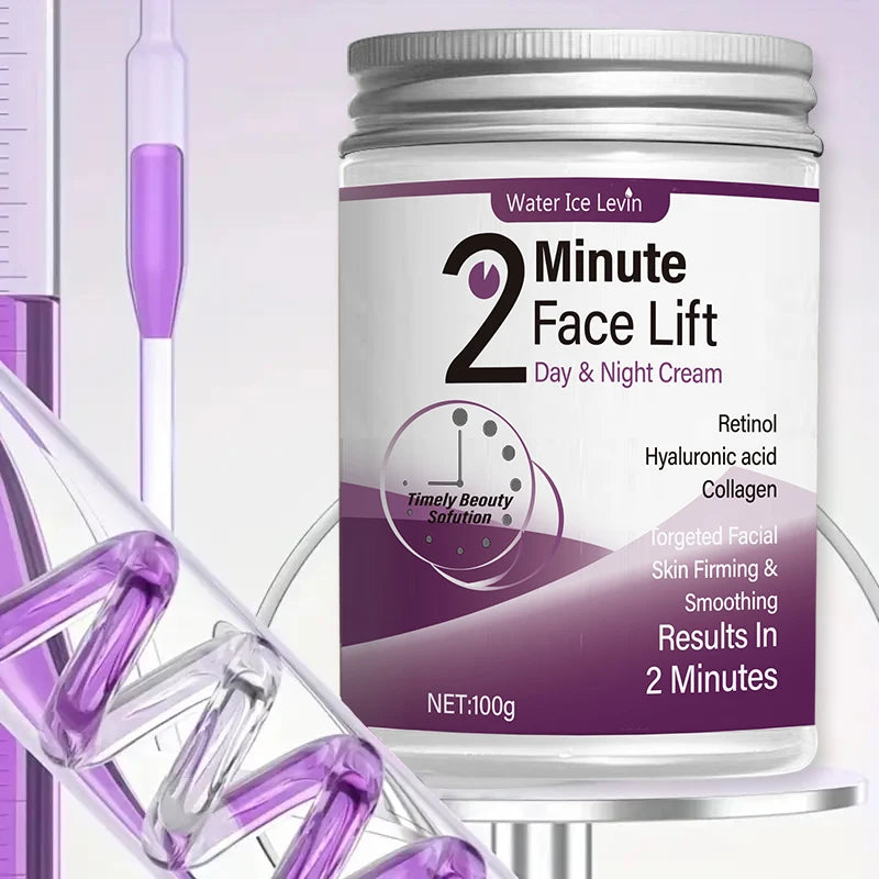 Crème Lift Visage Jour & Nuit 2 Minutes – Rétinol, Acide Hyaluronique & Collagène | Sans Parfum