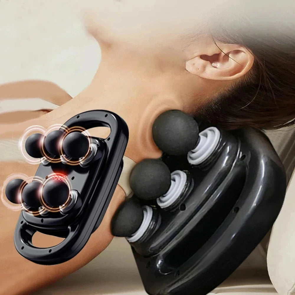 Pistolet de massage 6 têtes – Percussion profonde pour muscles, cou & colonne vertébrale