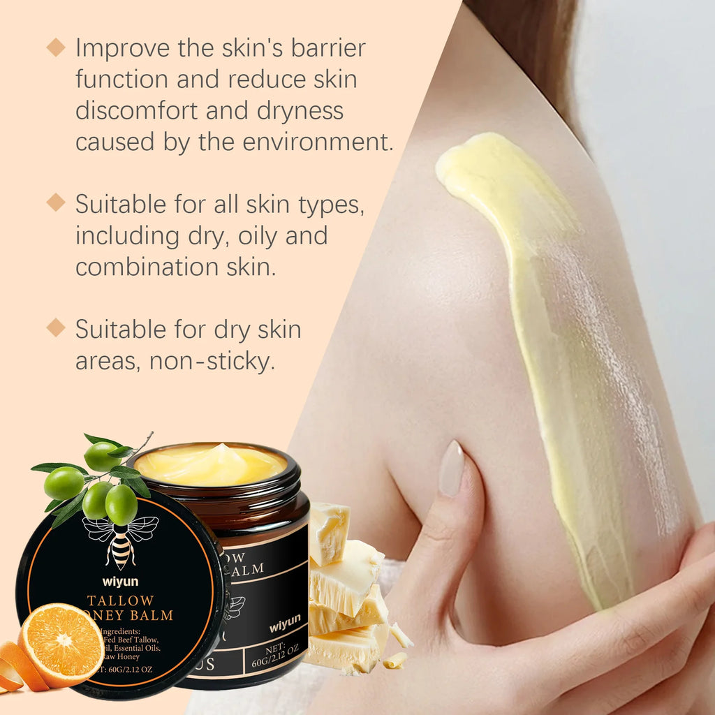 Crème au Suif de Bœuf & Miel – Hydratante, Raffermissante & Éclat | Soin Visage & Corps Naturel