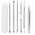 Kit d'Extraction Points Noirs & Acne - 6 Outils Professionnels en Acier Inoxydable