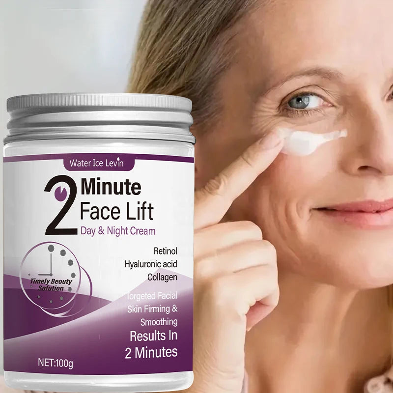Crème Lift Visage Jour & Nuit 2 Minutes – Rétinol, Acide Hyaluronique & Collagène | Sans Parfum