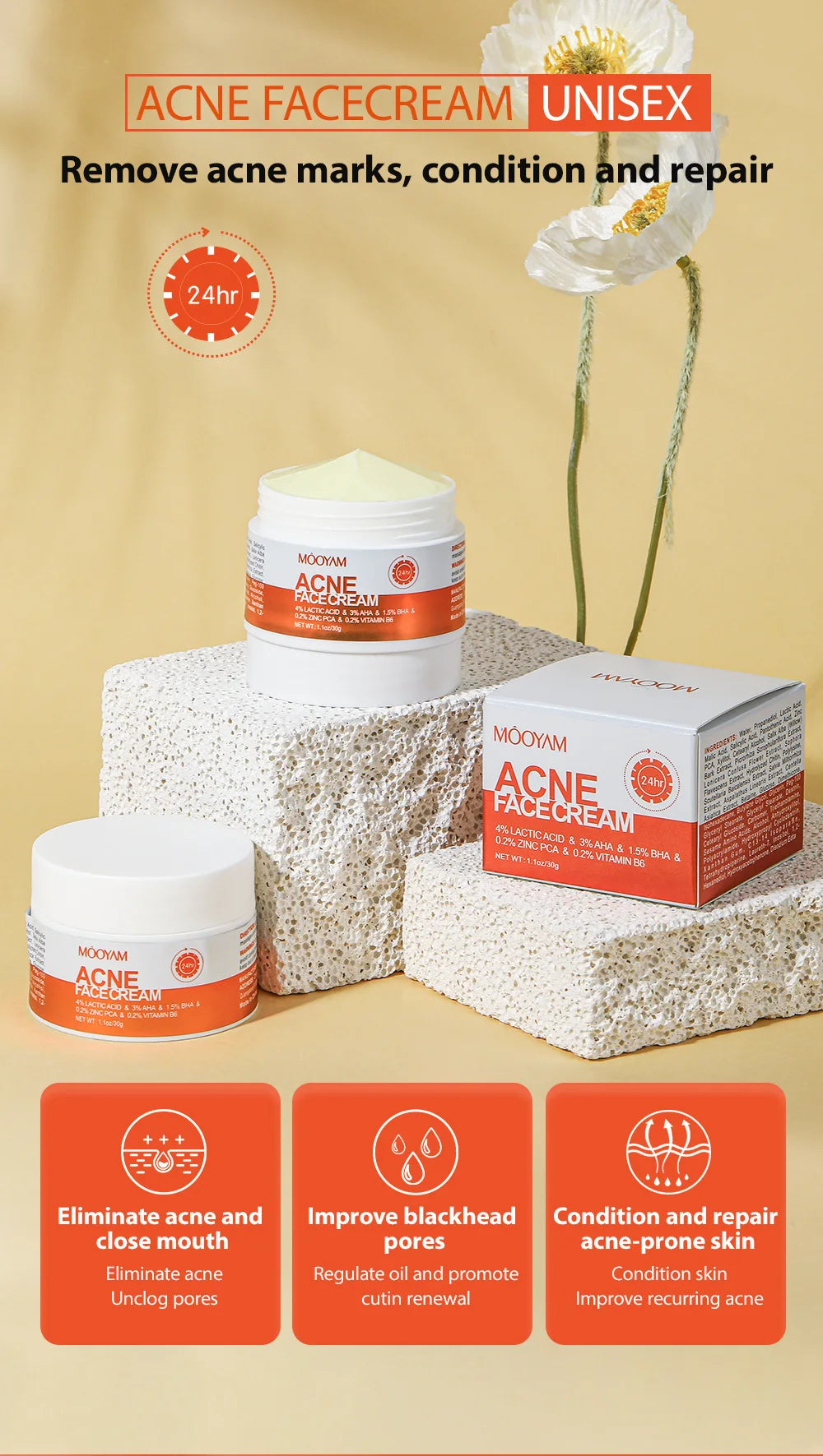 Crème Anti-Acne aux Herbes PWYUMAN - Soin Purifiant en profondeur
