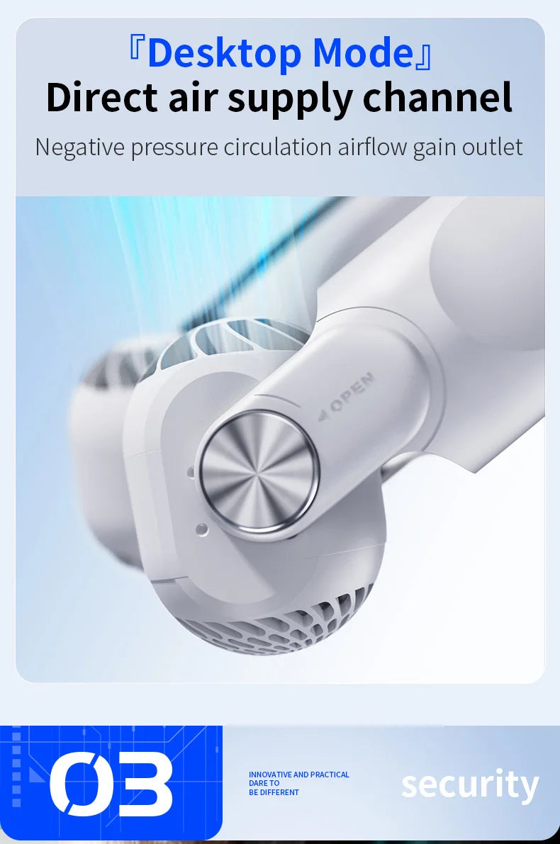 Ventilateur Tour de Cou Portable Sans Lames - Rechargeable USB