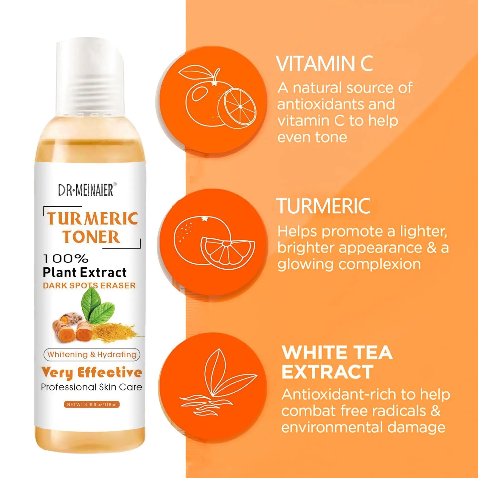 Toner au Curcuma 118ml – Correcteur de Taches, Anti-Acné & Éclat pour Peaux Foncées