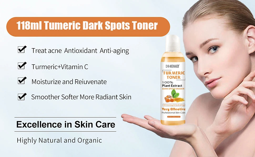 Toner au Curcuma 118ml – Correcteur de Taches, Anti-Acné & Éclat pour Peaux Foncées