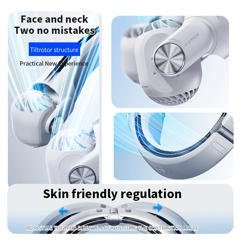 Ventilateur Tour de Cou Portable Sans Lames - Rechargeable USB