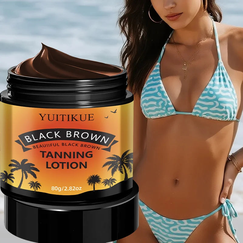 YUITIKUE Black Brown Tanning Lotion - Sunless Tanner, Fast Natural Color, Moisturizing & No Streaks, Odor Free & Long Lasting