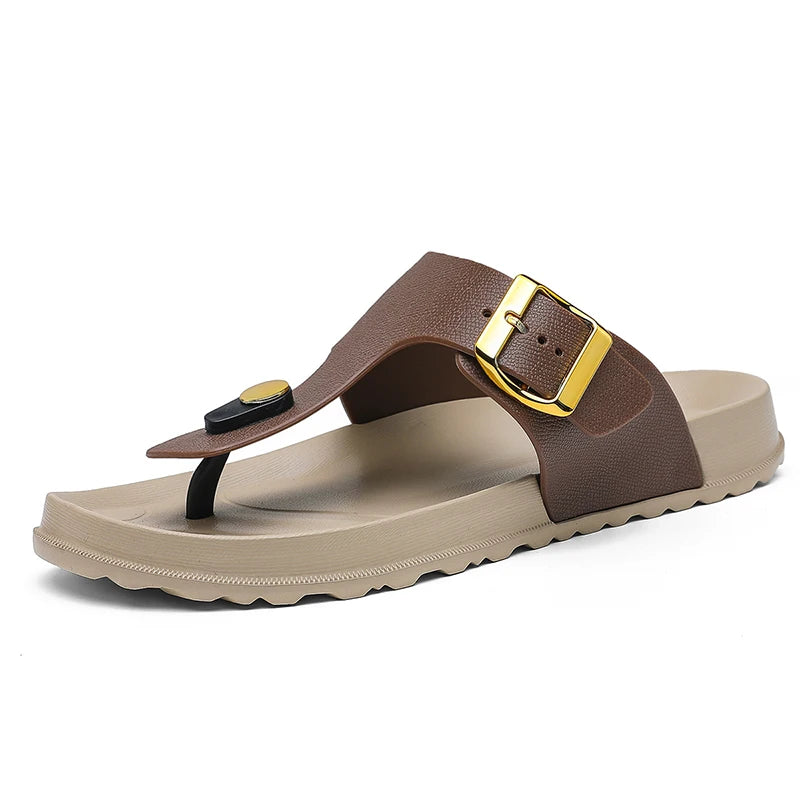 Summer Sandals 2026 New Outer Wear Flip-Flops Convenient Buckle Soft Sole Non-Slip Wear-Resistant Simple Beach Shoes