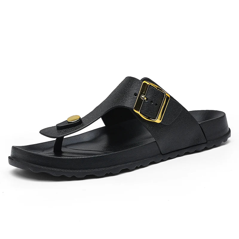 Summer Sandals 2026 New Outer Wear Flip-Flops Convenient Buckle Soft Sole Non-Slip Wear-Resistant Simple Beach Shoes