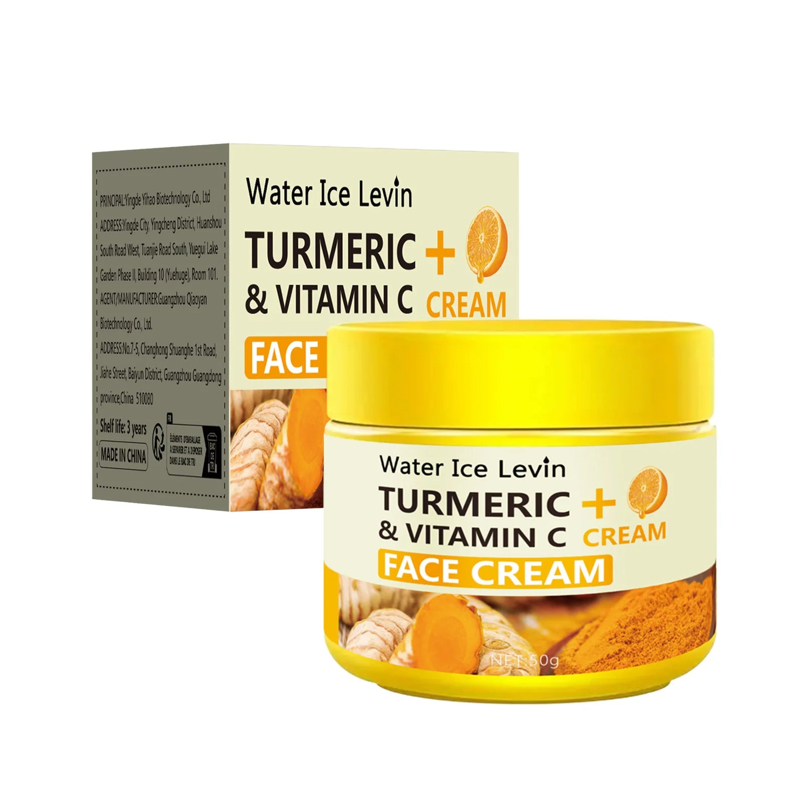 Crème anti-âge Curcuma & Vitamine C – Hydratante, Raffermissante & Éclat