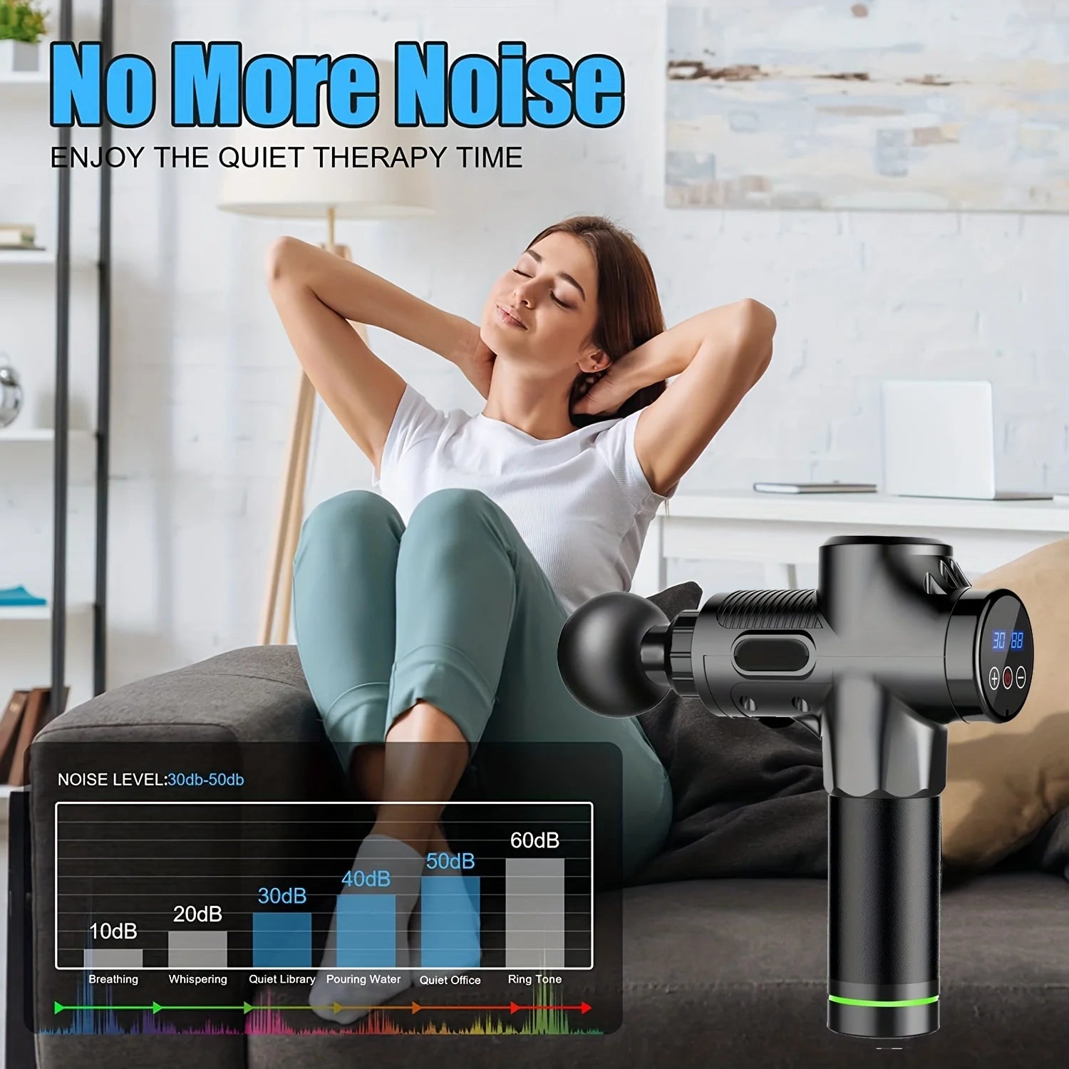 Pistolet de massage fascia 30 vitesses – Relaxation musculaire profonde, Silencieux & Rechargeable USB-C
